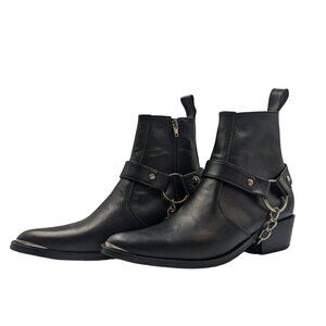 Black Leather Ankle Boots